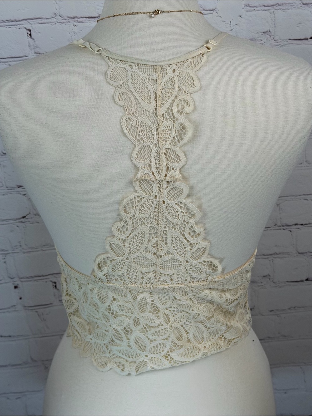 Delicate Cream Lace Padded Bralette Sz Large Coquette, Whimsigoth, Romantic - Picture 3 of 8